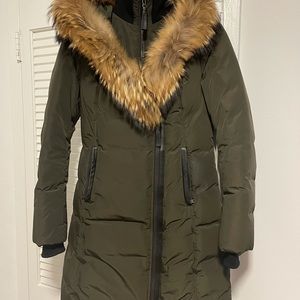 Mackage Kay Mid Length Classic Down Coat W/ Fur